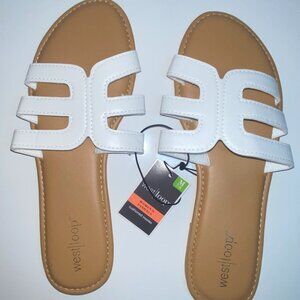BRAND NEW White Westloop Sandals, Size: 7/8